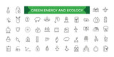 Green energy and ecology icon. Ecology icons set. Recycle, eco, solar power, wind power, nature, electric car icons and more signs.