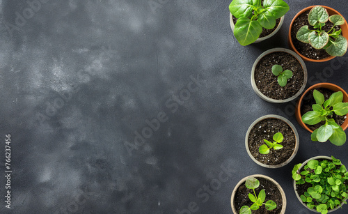 Seeds of Growth: Top View on Gray Background