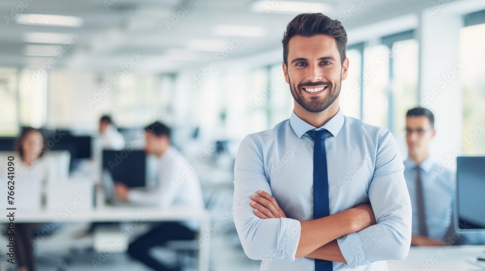 Man Crossing Arms in Office Man Crossing Arms in Office