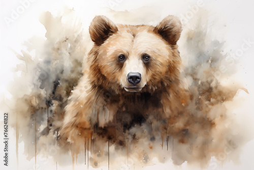 Watercolor painting of a brown bear.