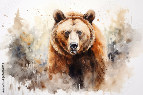 Watercolor painting of a brown bear.