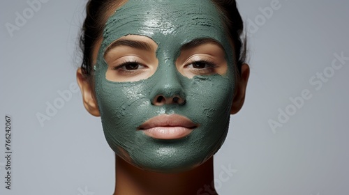 Woman Wearing Green Facial Mask