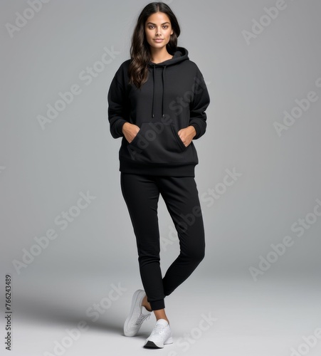 Woman in Black Hoodie and Sweatpants