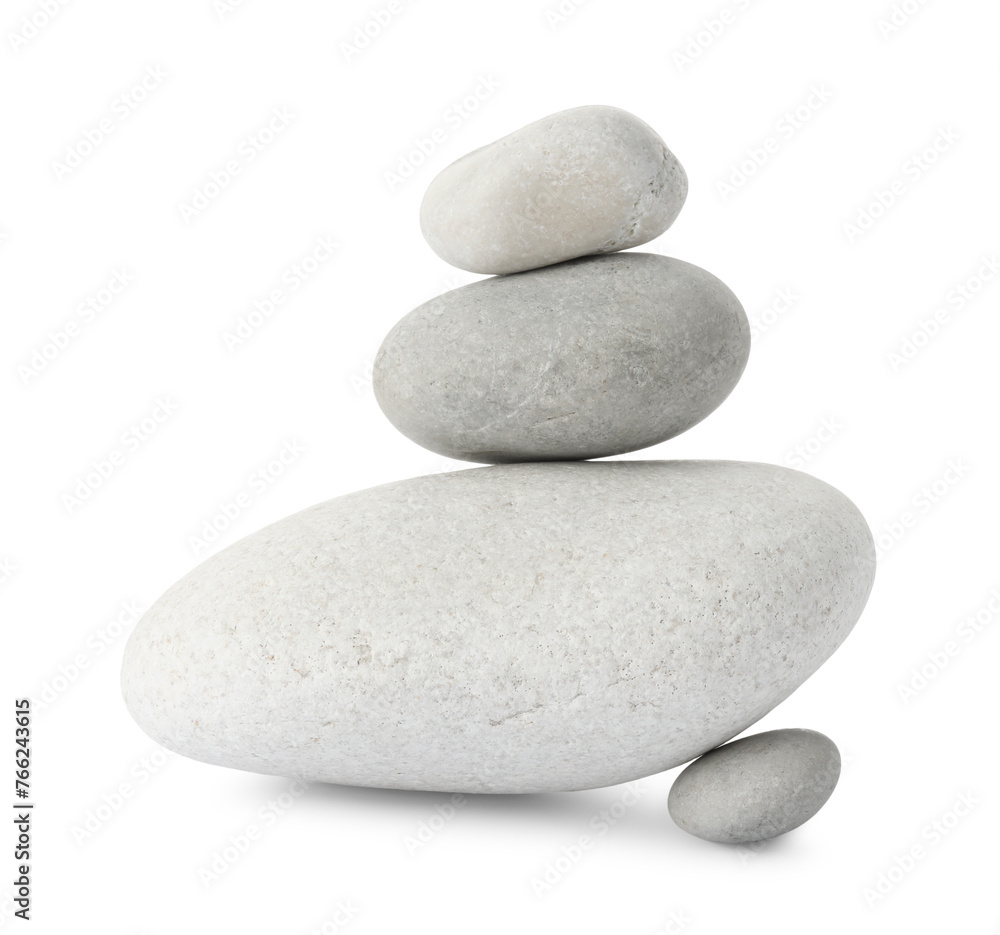 Stack of different stones isolated on white Stack of different stones isolated on white