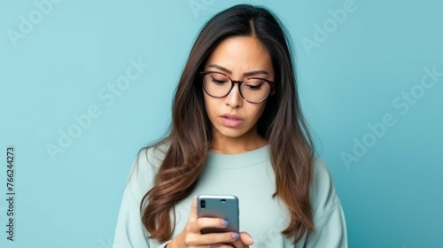 Woman With Glasses Using Cell Phone