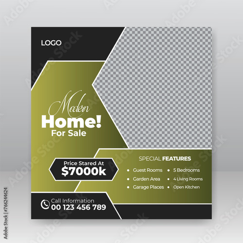 modern real estate house social media post or square banner template