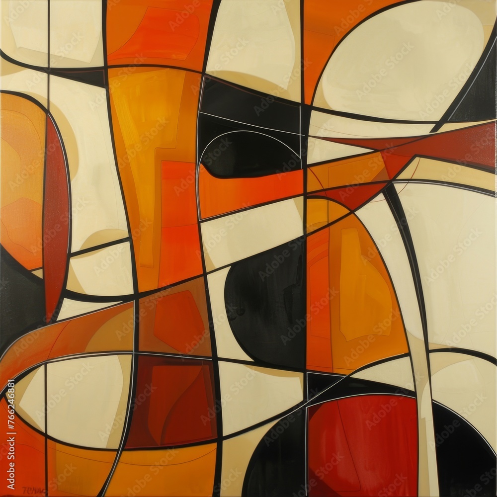 Fototapeta premium Abstract stained glass background. Wall painted with watercolor paint with geometric shapes. vibrant shade colors