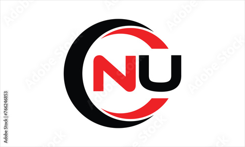 NU initial letter circle icon gaming logo design vector template. batman logo, sports logo, monogram, polygon, war game, symbol, playing logo, abstract, fighting, typography, minimal, wings logo, sign