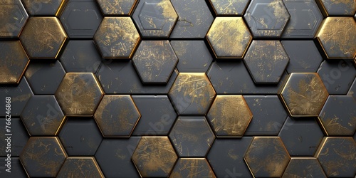 Golden Hexagonal Tiles Texture Bump map