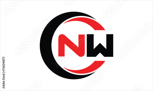 NW initial letter circle icon gaming logo design vector template. batman logo, sports logo, monogram, polygon, war game, symbol, playing logo, abstract, fighting, typography, minimal, wings logo, sign