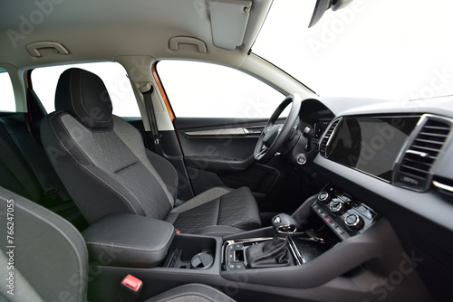 Interior of a passenger car with a dashboard