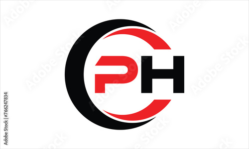 PH initial letter circle icon gaming logo design vector template. batman logo, sports logo, monogram, polygon, war game, symbol, playing logo, abstract, fighting, typography, minimal, wings logo, sign
