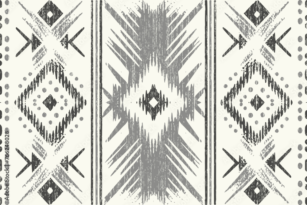 Navajo tribal vector seamless pattern. Native American ornament. Ethnic South Western decor style. Boho geometric ornament. Vector seamless pattern. Mexican blanket, rug. Woven carpet illustration - obrazy, fototapety, plakaty 