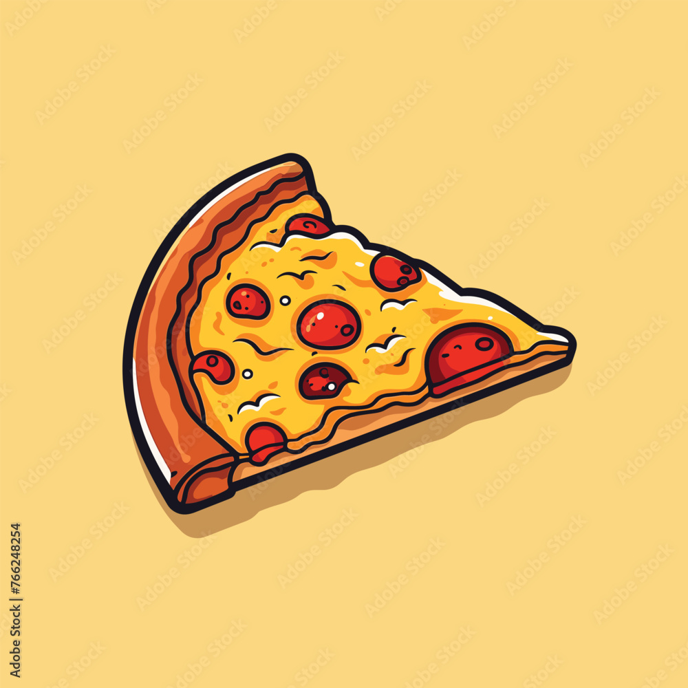 A vibrant slice of pepperoni pizza with a golden crust and stretchy cheese A vibrant slice of pepperoni pizza with a golden crust and stretchy cheese