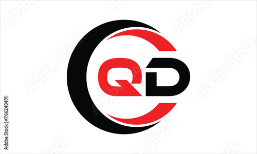 QD initial letter circle icon gaming logo design vector template. batman logo, sports logo, monogram, polygon, war game, symbol, playing logo, abstract, fighting, typography, minimal, wings logo, sign
