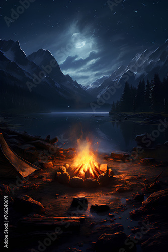 Survival Game: A Haunting Night in Wilderness With Campfire