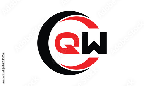 QW initial letter circle icon gaming logo design vector template. batman logo, sports logo, monogram, polygon, war game, symbol, playing logo, abstract, fighting, typography, minimal, wings logo, sign