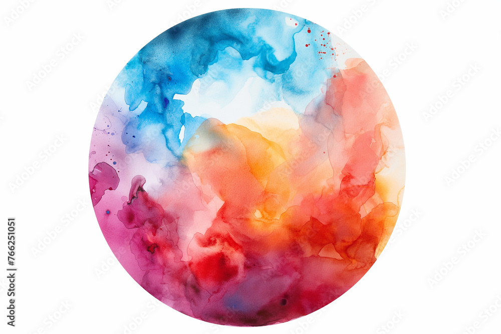 watercolor painting in circle shape on white background. watercolor painting in circle shape on white background.