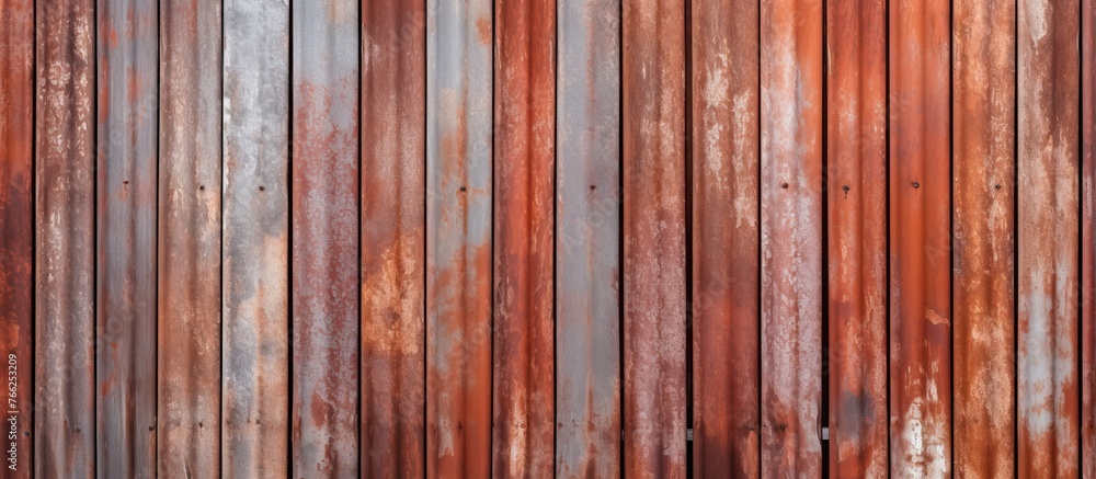 A closeup of a weathered hardwood fence with peeling peachcolored paint, set against a backdrop of lush grass. The pattern of the peeling paint creates an interesting texture A closeup of a weathered hardwood fence with peeling peachcolored paint, set against a backdrop of lush grass. The pattern of the peeling paint creates an interesting texture