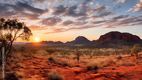 An Enchanting Perspective of the Australian Outback at Sunset - Wilderness in Its Purest Form