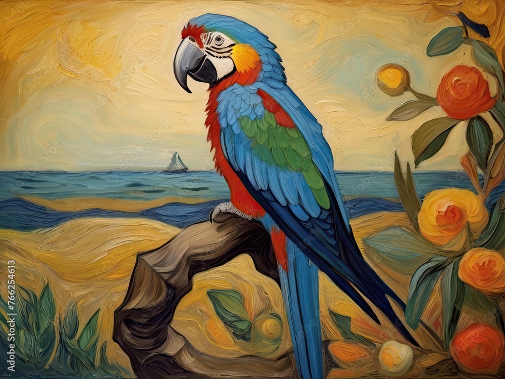 Fototapeta premium blue and yellow macaw