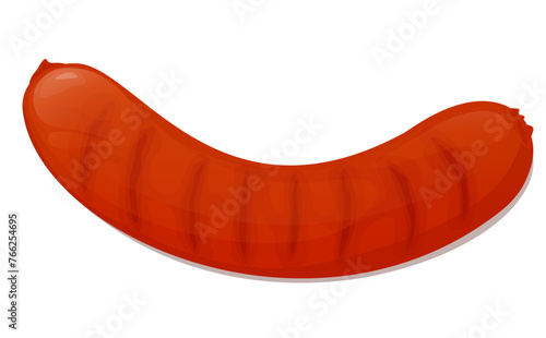 Grilled bratwurst Pork Sausages.  bbq close-up. Vector stock illustration. Isolated on a white background. Barbecue.