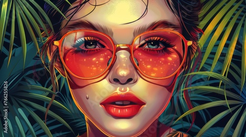 Woman in Red Sunglasses