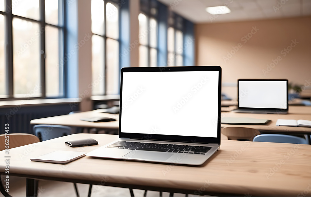 Laptop Mockup with a blank transparent screen, Ideal for educational school and university website, Transparent Background