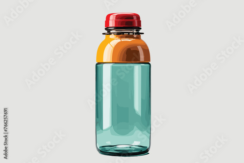 Transparent plastic bottle with purified water over white photo