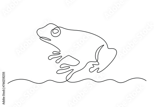 Frog outline continuous one line drawing vector illustration. Premium vector