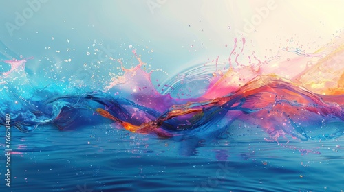 A Colorful of Nostalgic feeling, house music, sound waves water blue white background