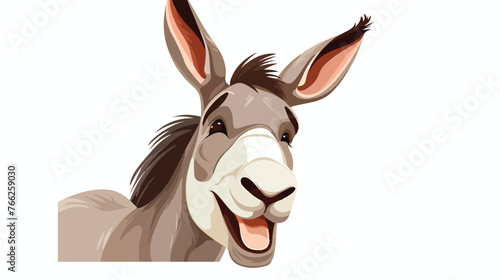 Adorable Happy Donkey Smiling Flat vector 