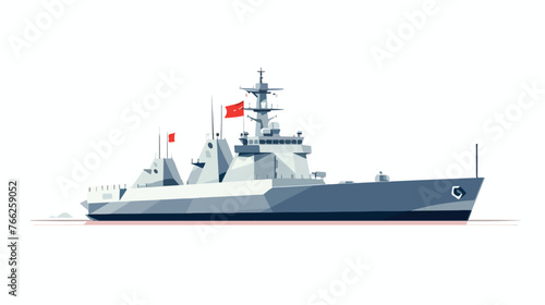 Aegisequipped destroyer Flat vector isolated on white © Megan