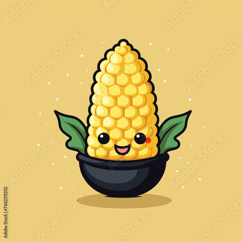  An adorable corn cob cartoon with a smiling face