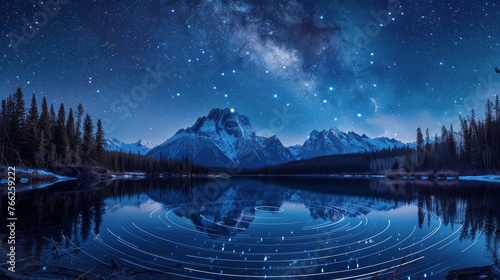 Mountain Lake With Starry Sky