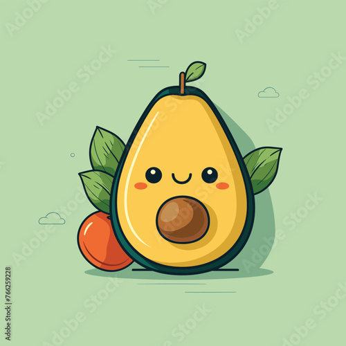  A delightful avocado character with a big smile