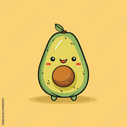  A delightful avocado character with a big smile photo