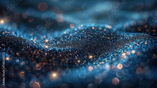 Blue Wave With Gold Glitters