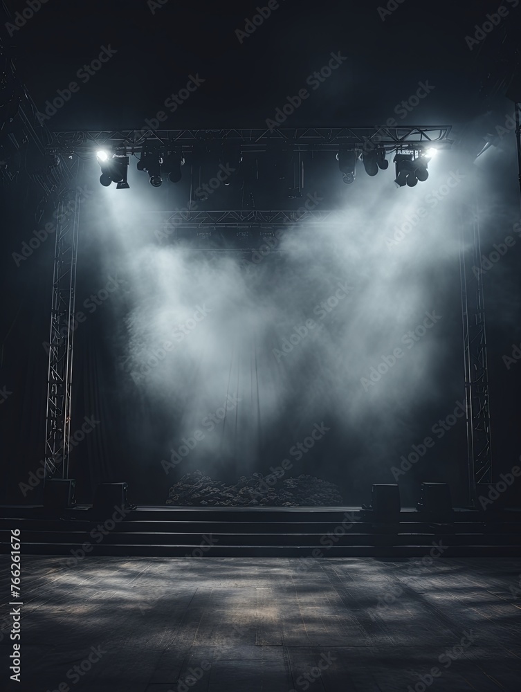 Smoky gray pink purple Light Shapes in the Dark,on the empty stage 
