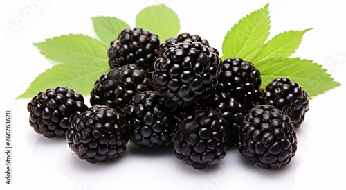 a group of blackberries with leaves