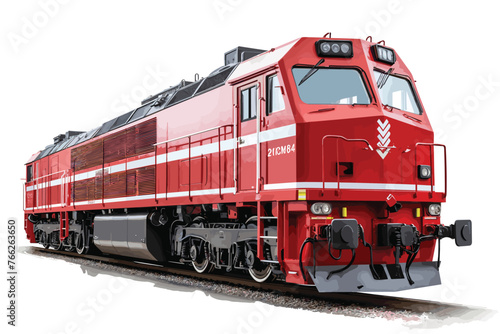 Modern diesel railway locomotive with great power and strength for moving long and heavy railroad train. 3d rendering. photo