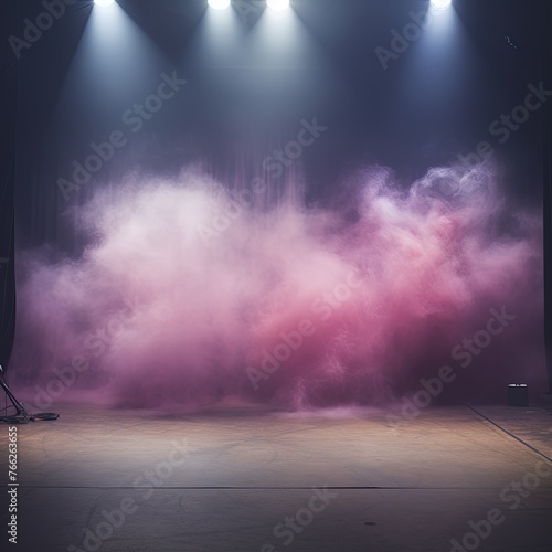 Smoky lilac Light Shapes in the Dark,on the empty stage