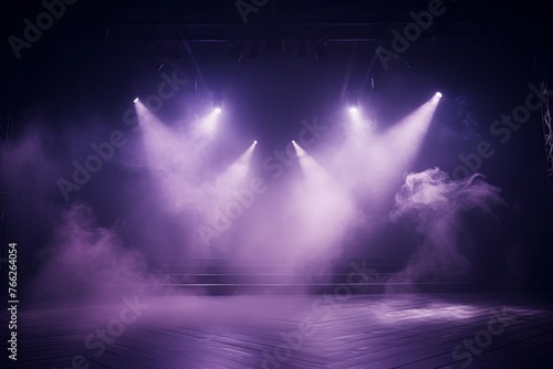Smoky lilac pink purple Light Shapes in the Dark,on the empty stage
