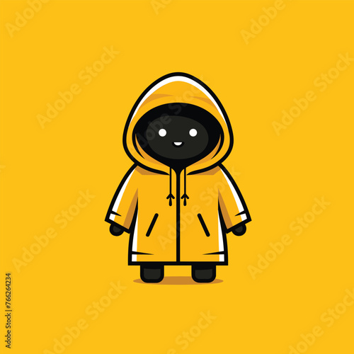 A minimalist character in a yellow hoodie stands against a matching backdrop