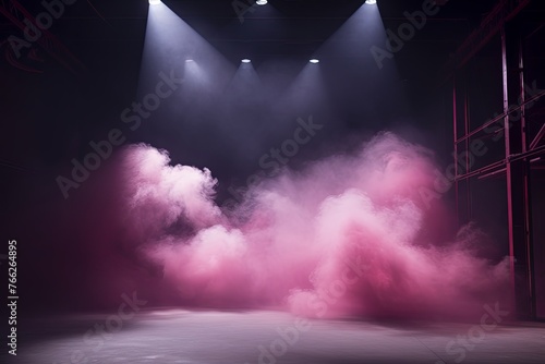 Smoky mauve Light Shapes in the Dark,on the empty stage