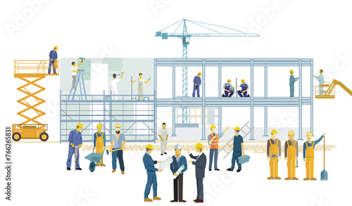 Handwerker auf der Baustelle,  illustration