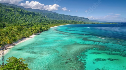 Aerial View of Tropical Beach and Lagoon