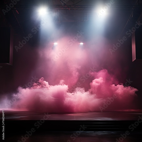 Smoky olive pink purple Light Shapes in the Dark,on the empty stage
