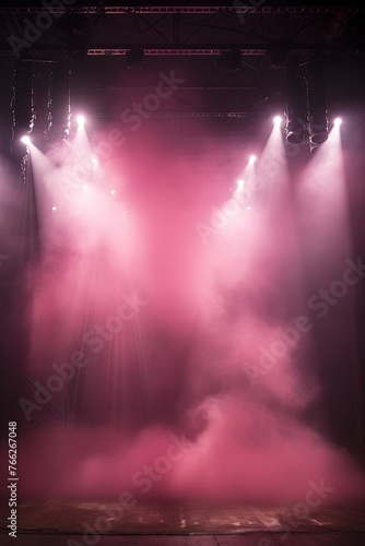 Smoky pink pink purple Light Shapes in the Dark,on the empty stage
