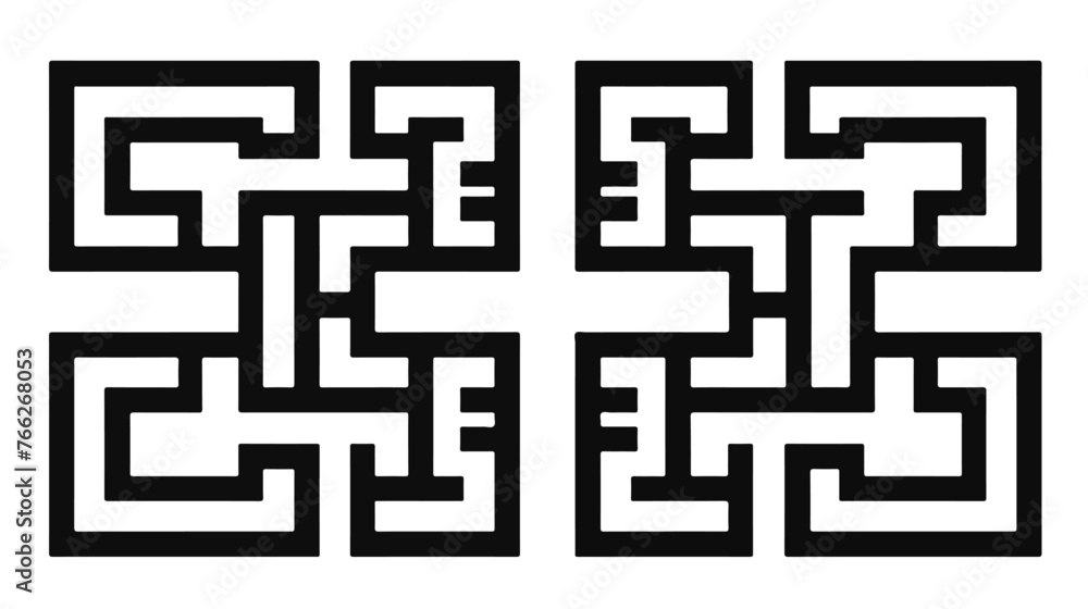 Crossed maze icon. Isolated vector illustration